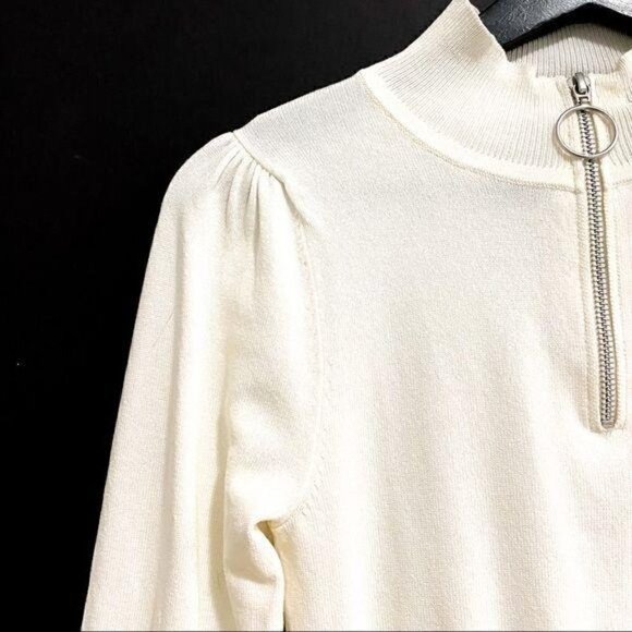 ASOS Off White Front Zip Cropped Top, Size 4 - Picture 6 of 12